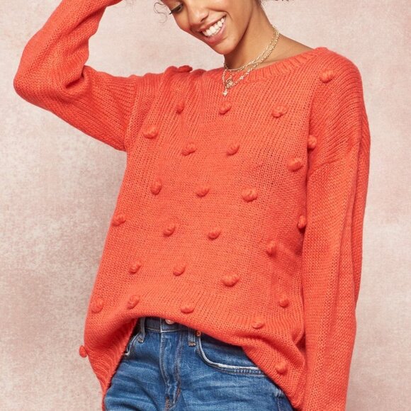 Pom-Pom Knit Loose-Fit Sweater - Picture 1 of 5